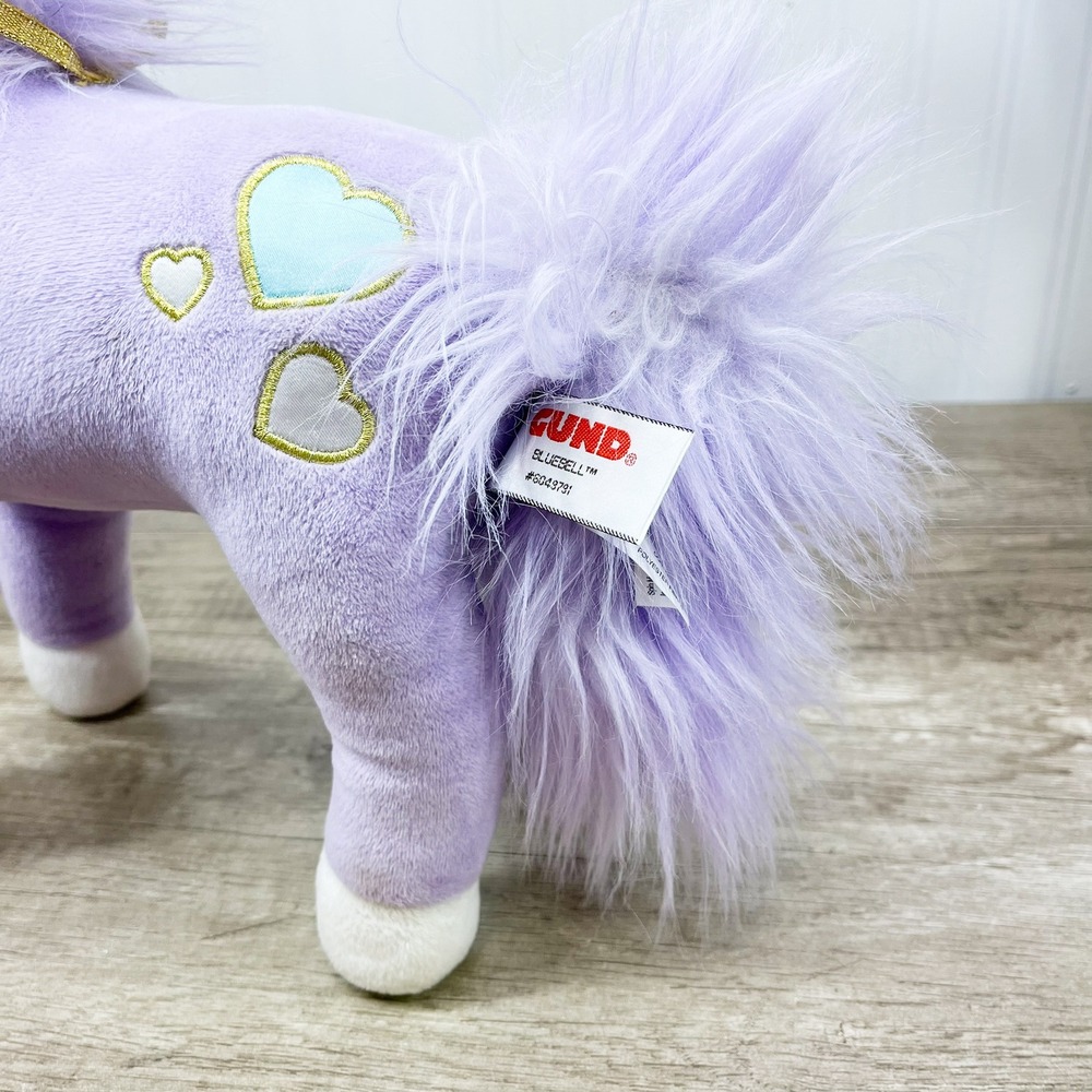 Gund Bluebell Unicorn Plush Purple Standing Stuffed Animal Heart 6049791 12in - Picture 6 of 13